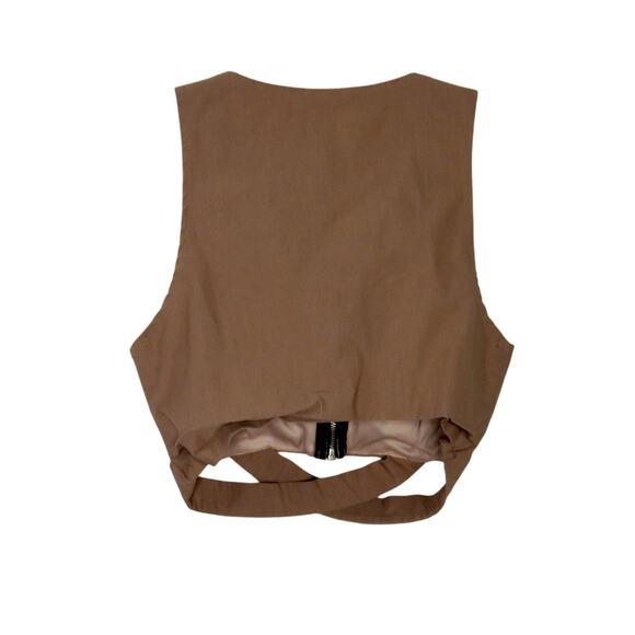 Charlotte Russe Nude Zipper Bandage Crop Top Medium - Picture 3 of 5